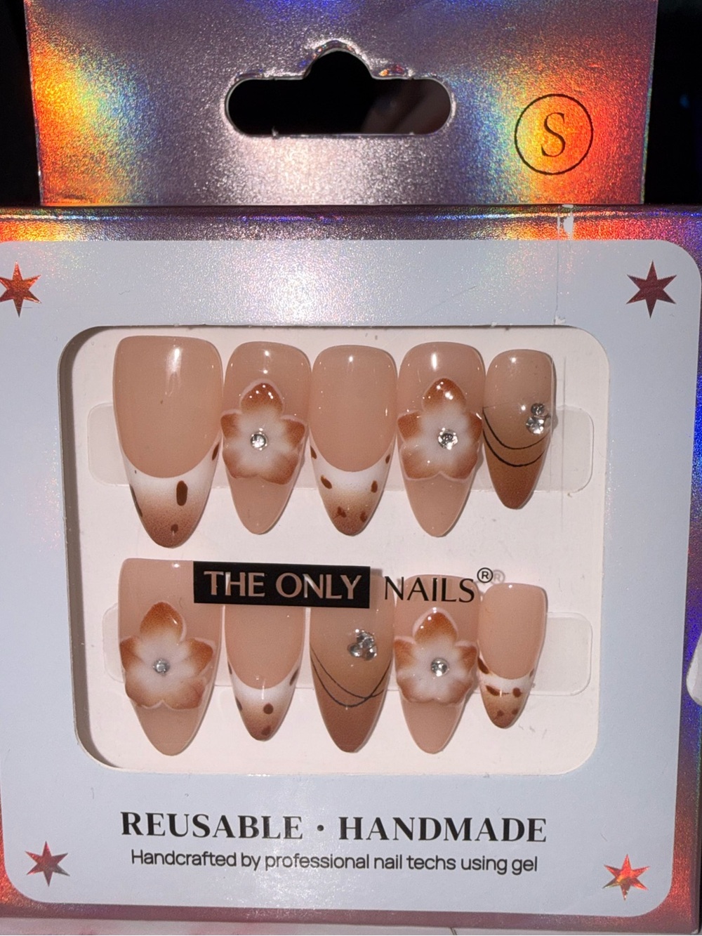 The Only Nails Nude Floral Press-On Nail Set - Reusable Handmade